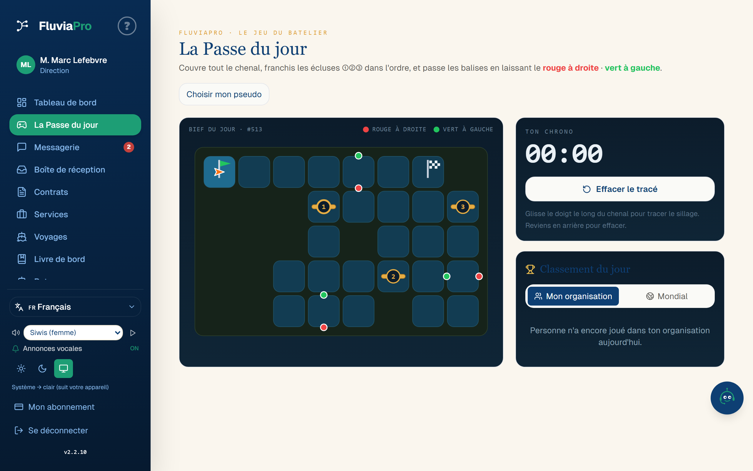 La Passe du jour : énigme fluviale du jour, chrono et classement